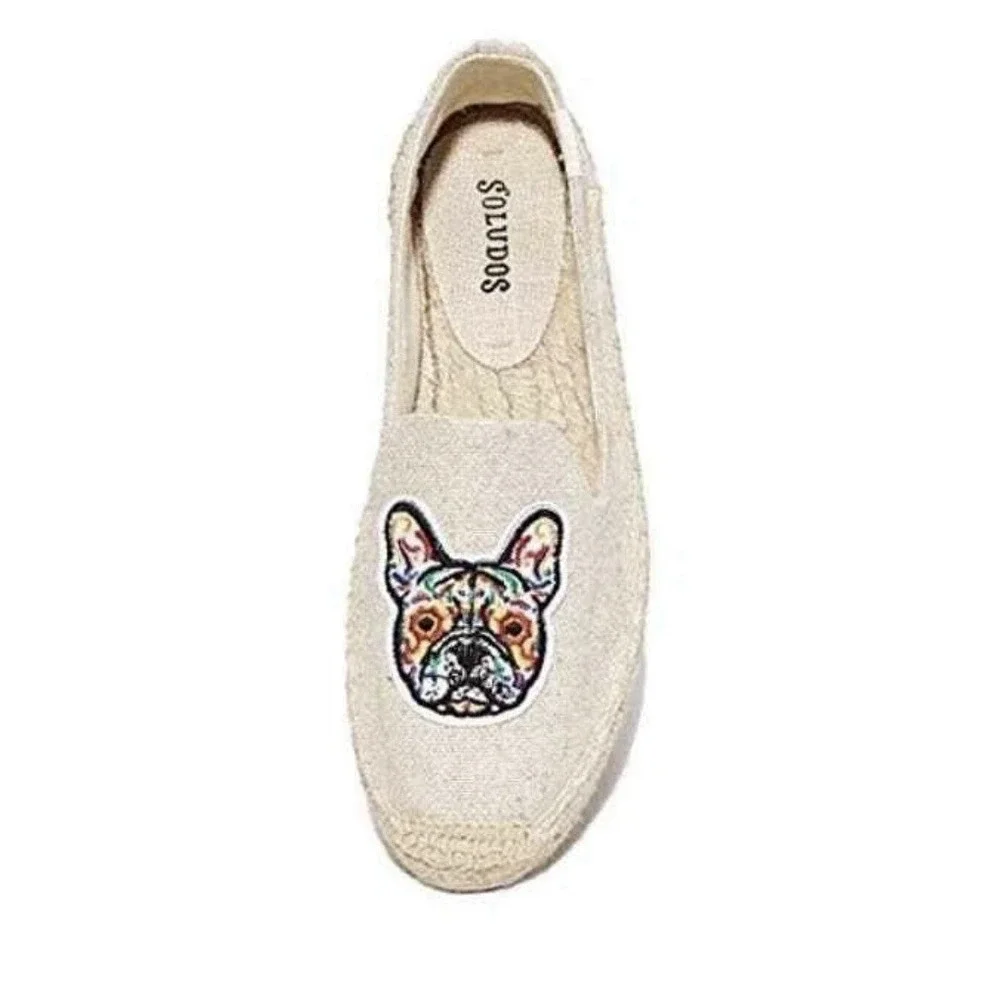 Soludos French Bulldog Espadrilles Platform Shoes Blue Size‎ 9.5